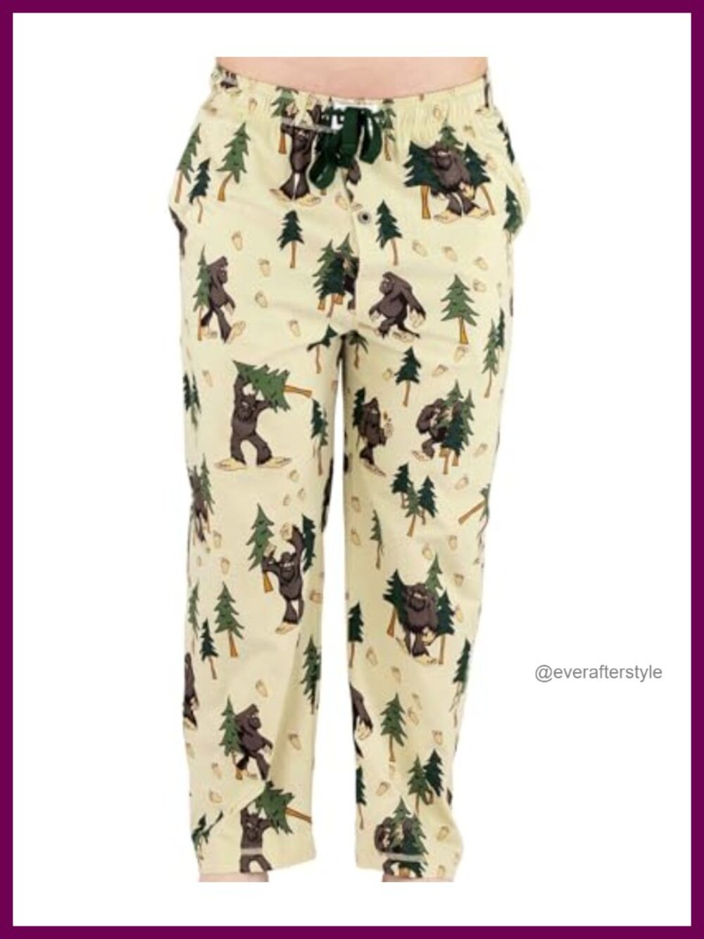 Men's Cotton Novelty Pajama Pants Bigfoot Lounge Sleep Bottoms Pockets